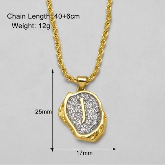 Gold Plated and Silver J Initial Pendant Necklace - Picture 8 of 8